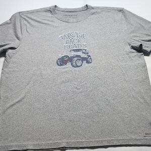 Life Is Good Gray Short Sleeve Tee with Classic Car Design
